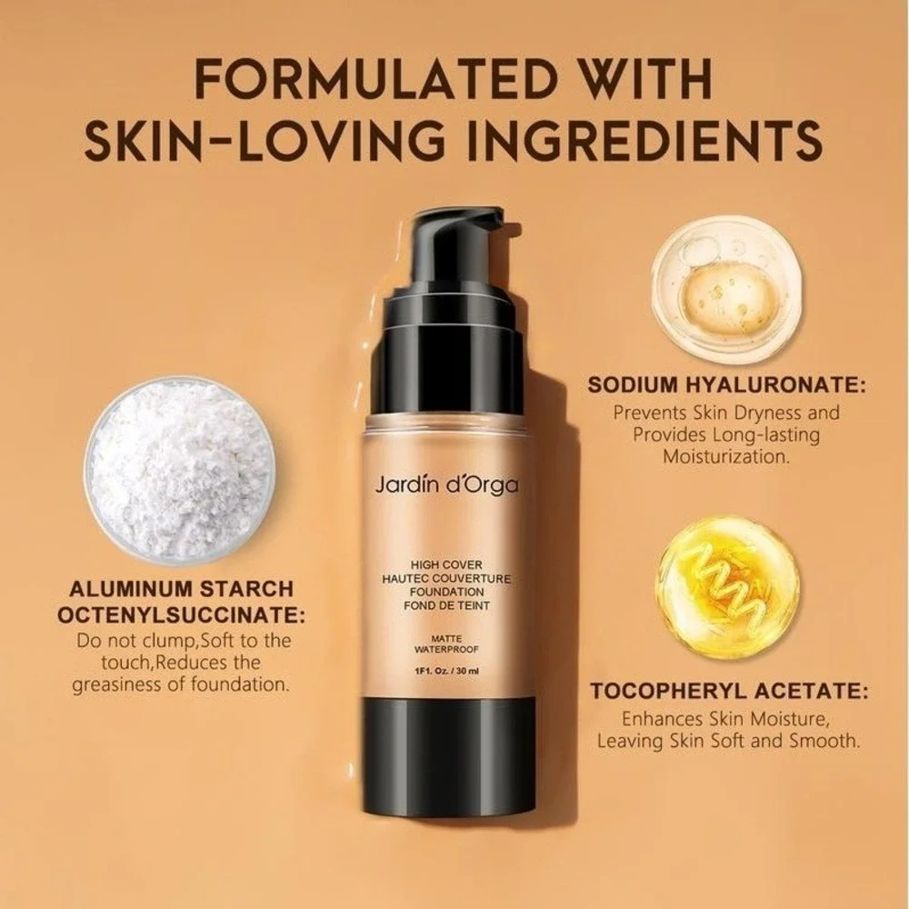 Jardin D'Orga Matte Waterproof Liquid Foundation Carmel #6 Full Coverage 30ml